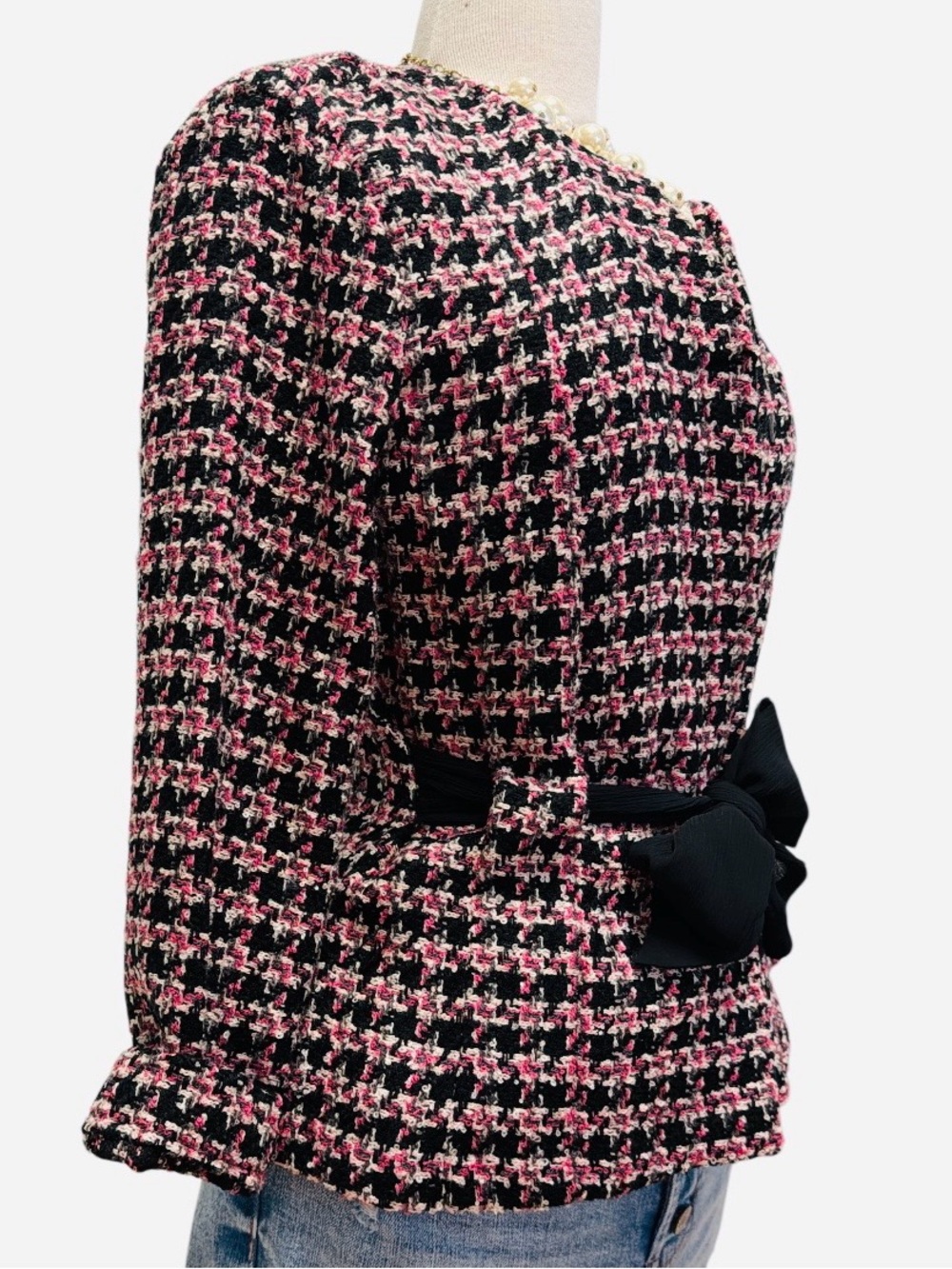 STUDIO COLLECTION-Pink & Black Houndstooth blazer - Picture 2 of 9